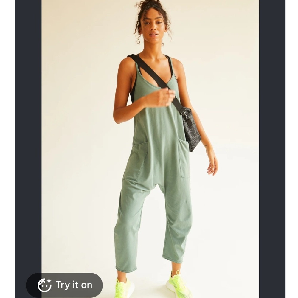NEW Free People Movement Hot Shot Jumpsuit XS Lush Pine Green Slouchy Dropped